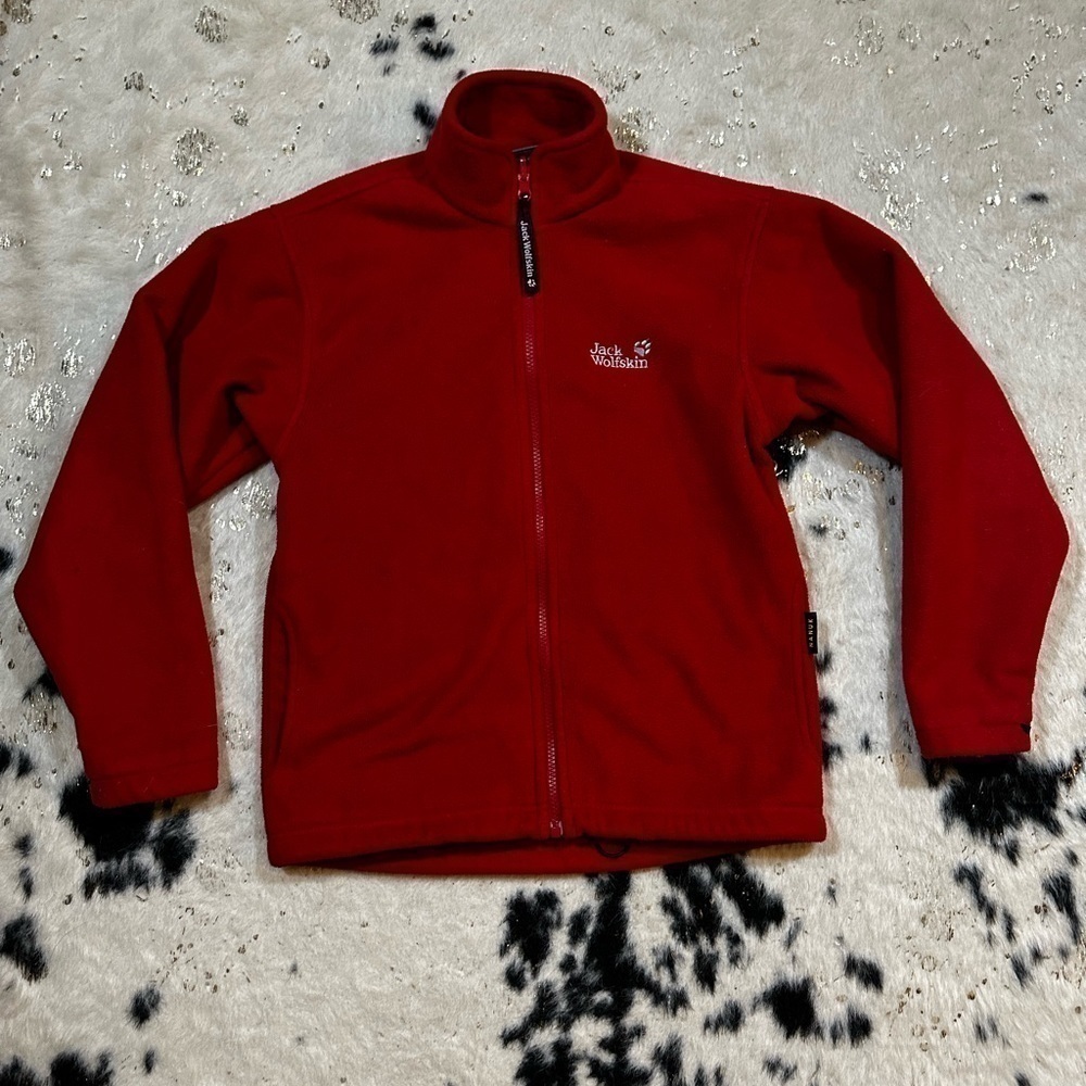 Jack Wolfskin Kid’s Youth Red Full Zip Fleece Jacket Size 11 - 12 years